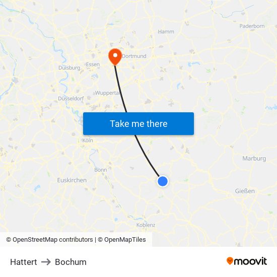 Hattert to Bochum map