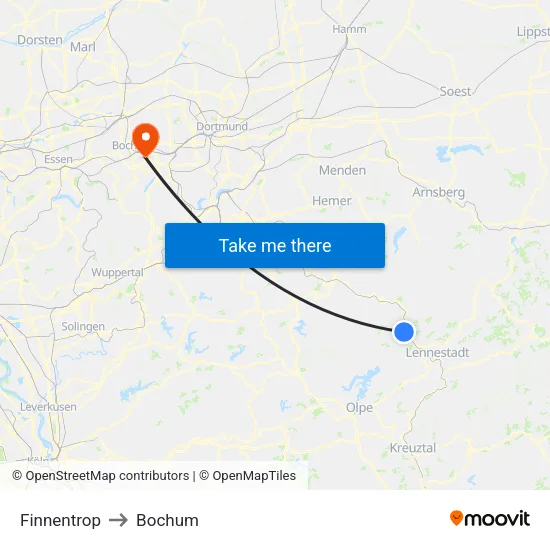 Finnentrop to Bochum map