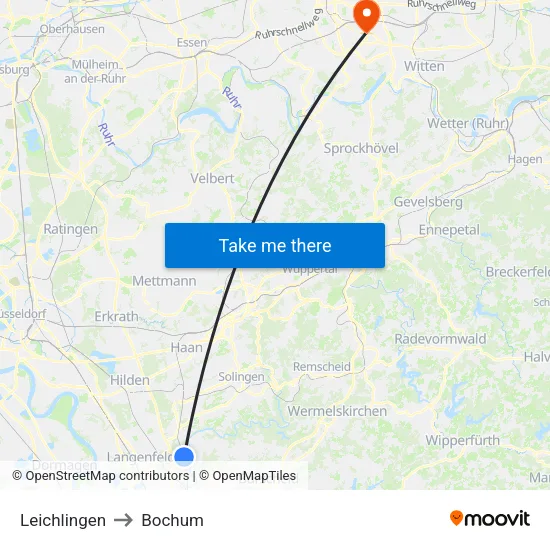 Leichlingen to Bochum map