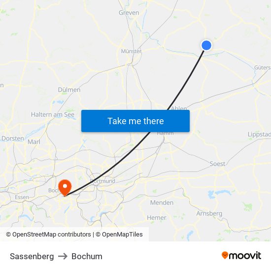 Sassenberg to Bochum map