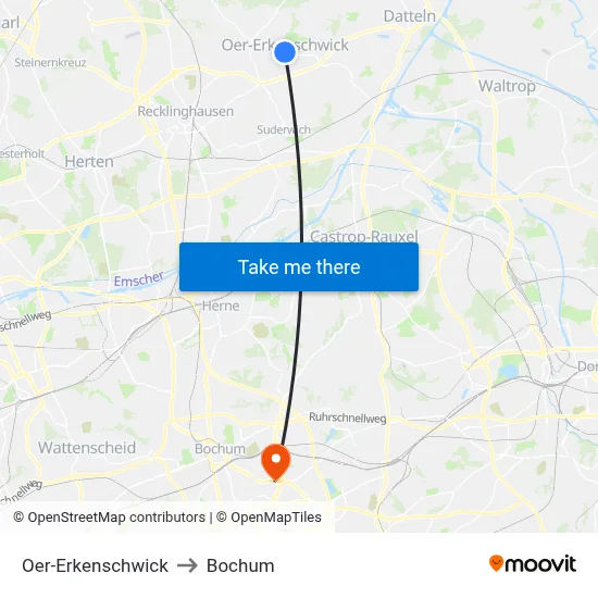 Oer-Erkenschwick to Bochum map