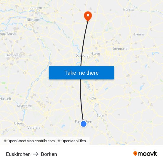 Euskirchen to Borken map