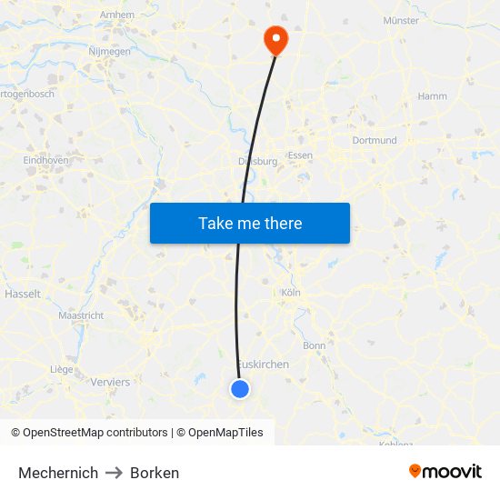Mechernich to Borken map