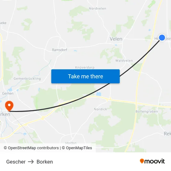 Gescher to Borken map