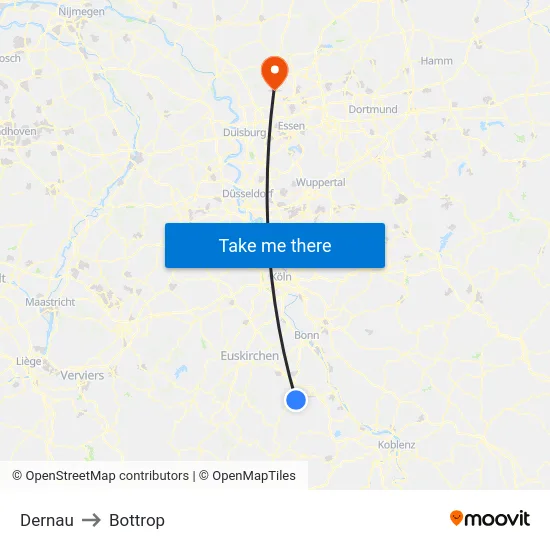Dernau to Bottrop map