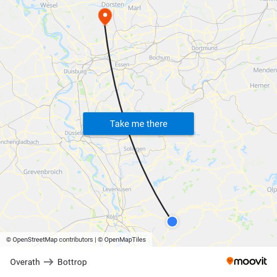 Overath to Bottrop map