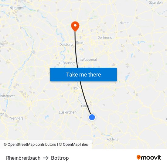 Rheinbreitbach to Bottrop map