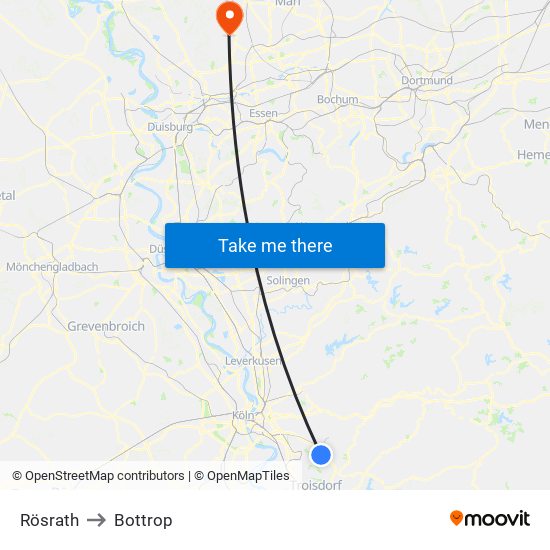 Rösrath to Bottrop map