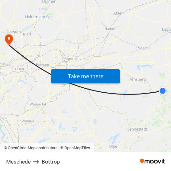 Meschede to Bottrop map