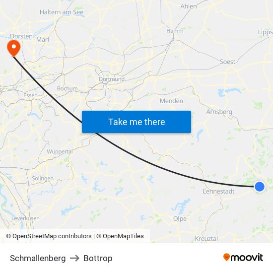 Schmallenberg to Bottrop map