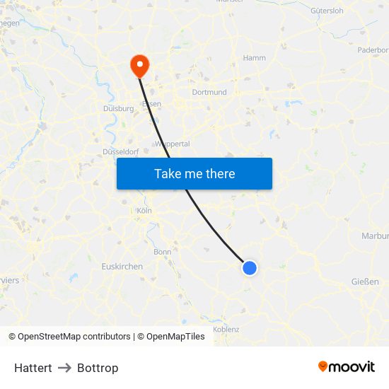 Hattert to Bottrop map