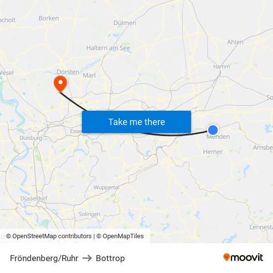 Fröndenberg/Ruhr to Bottrop map