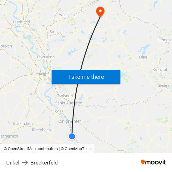 Unkel to Breckerfeld map