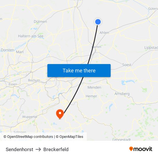 Sendenhorst to Breckerfeld map