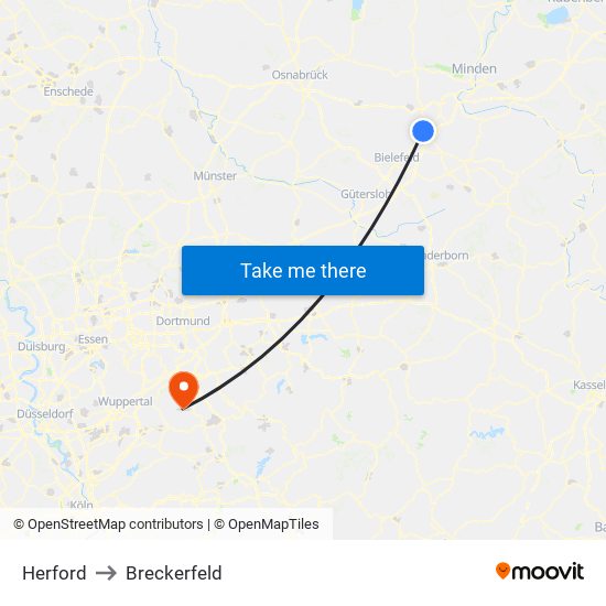 Herford to Breckerfeld map