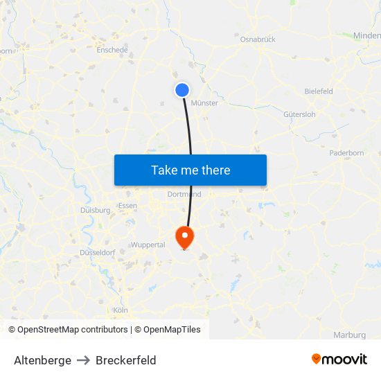 Altenberge to Breckerfeld map