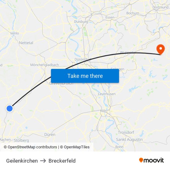 Geilenkirchen to Breckerfeld map