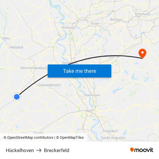 Hückelhoven to Breckerfeld map