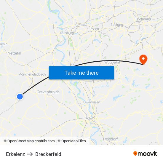 Erkelenz to Breckerfeld map