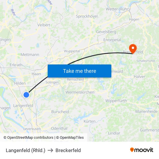 Langenfeld (Rhld.) to Breckerfeld map