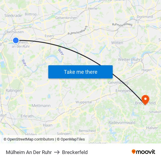 Mülheim An Der Ruhr to Breckerfeld map