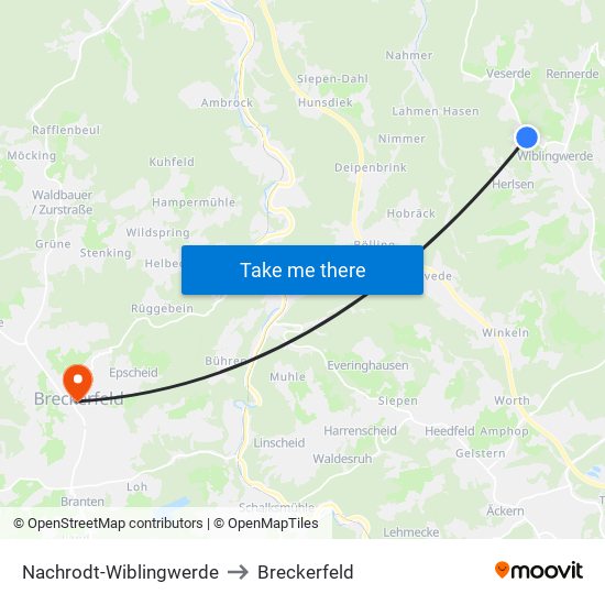 Nachrodt-Wiblingwerde to Breckerfeld map