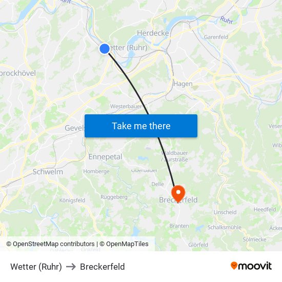 Wetter (Ruhr) to Breckerfeld map