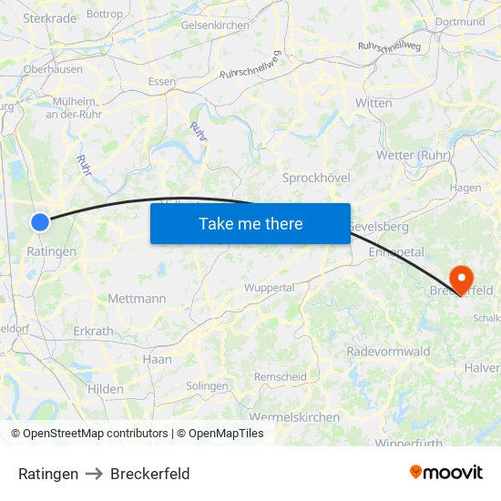 Ratingen to Breckerfeld map