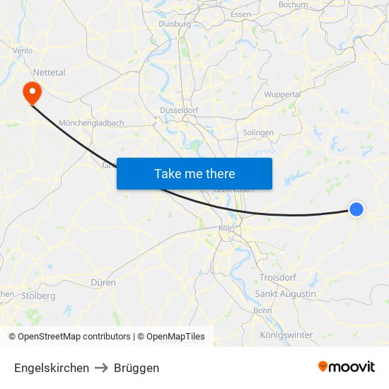 Engelskirchen to Brüggen map