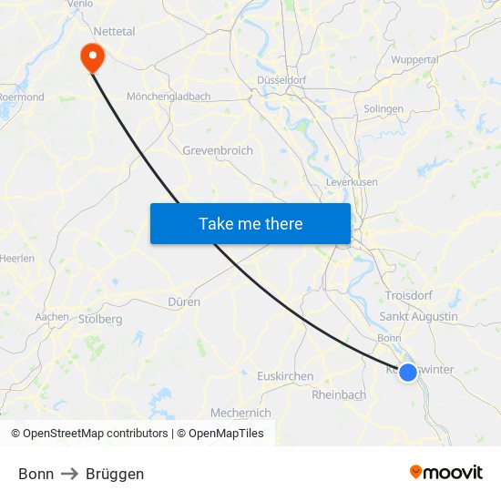 Bonn to Brüggen map