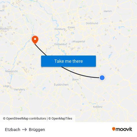 Etzbach to Brüggen map