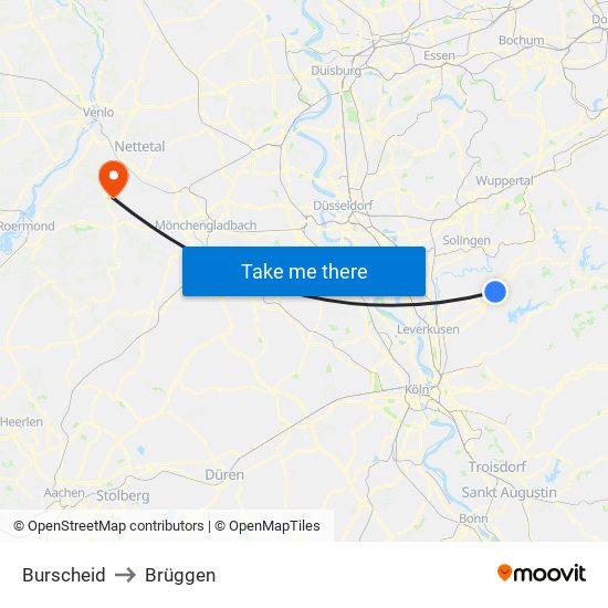 Burscheid to Brüggen map