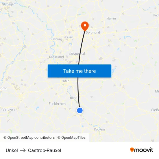Unkel to Castrop-Rauxel map