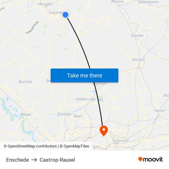 Enschede to Castrop-Rauxel map