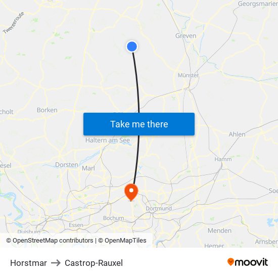 Horstmar to Castrop-Rauxel map