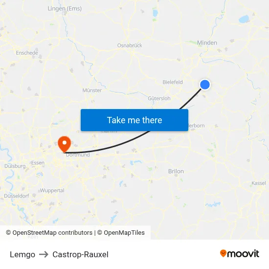 Lemgo to Castrop-Rauxel map