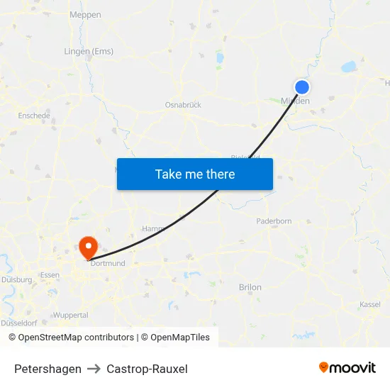 Petershagen to Castrop-Rauxel map