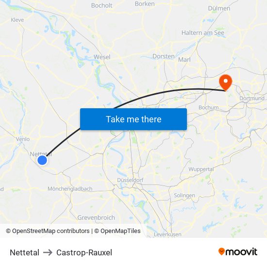 Nettetal to Castrop-Rauxel map