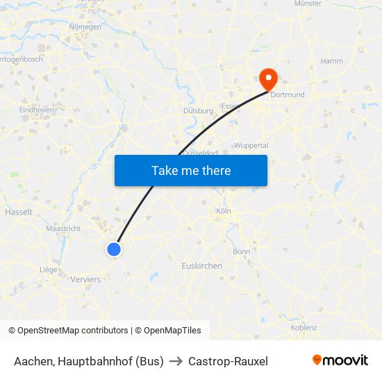 Aachen, Hauptbahnhof (Bus) to Castrop-Rauxel map