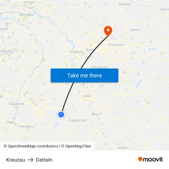 Kreuzau to Datteln map