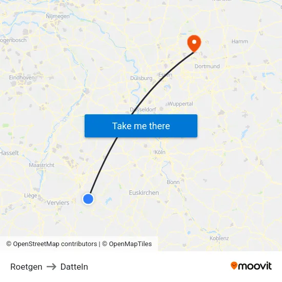 Roetgen to Datteln map