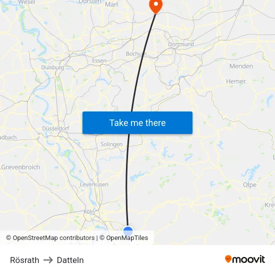 Rösrath to Datteln map