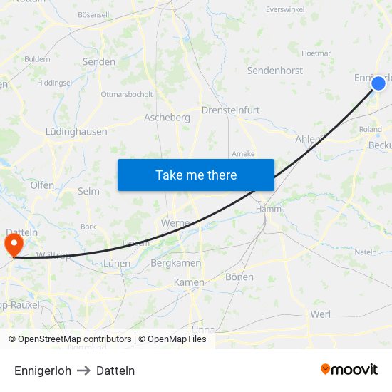 Ennigerloh to Datteln map