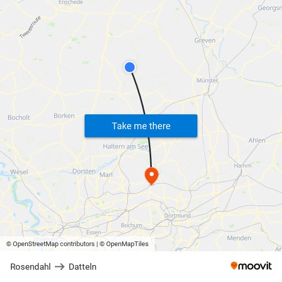 Rosendahl to Datteln map