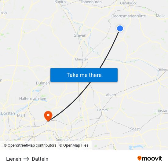 Lienen to Datteln map