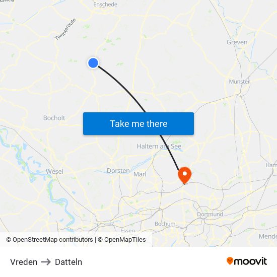 Vreden to Datteln map