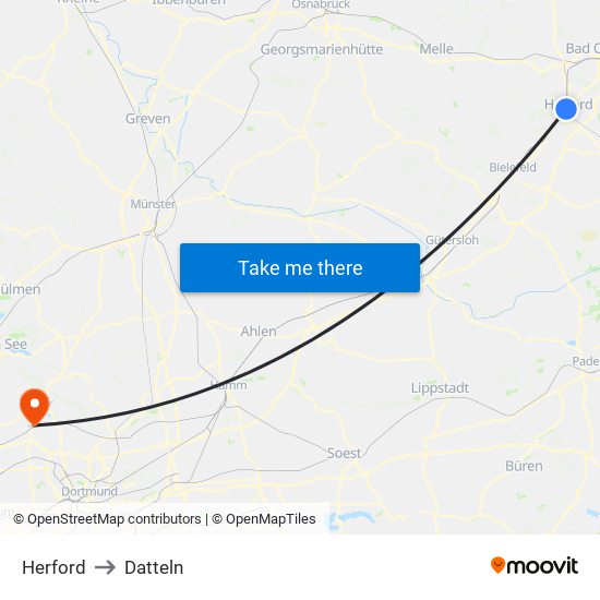 Herford to Datteln map