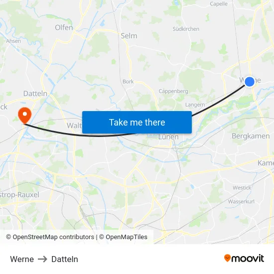 Werne to Datteln map