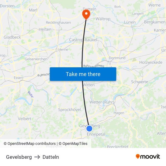 Gevelsberg to Datteln map