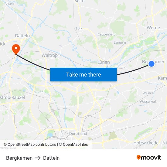 Bergkamen to Datteln map
